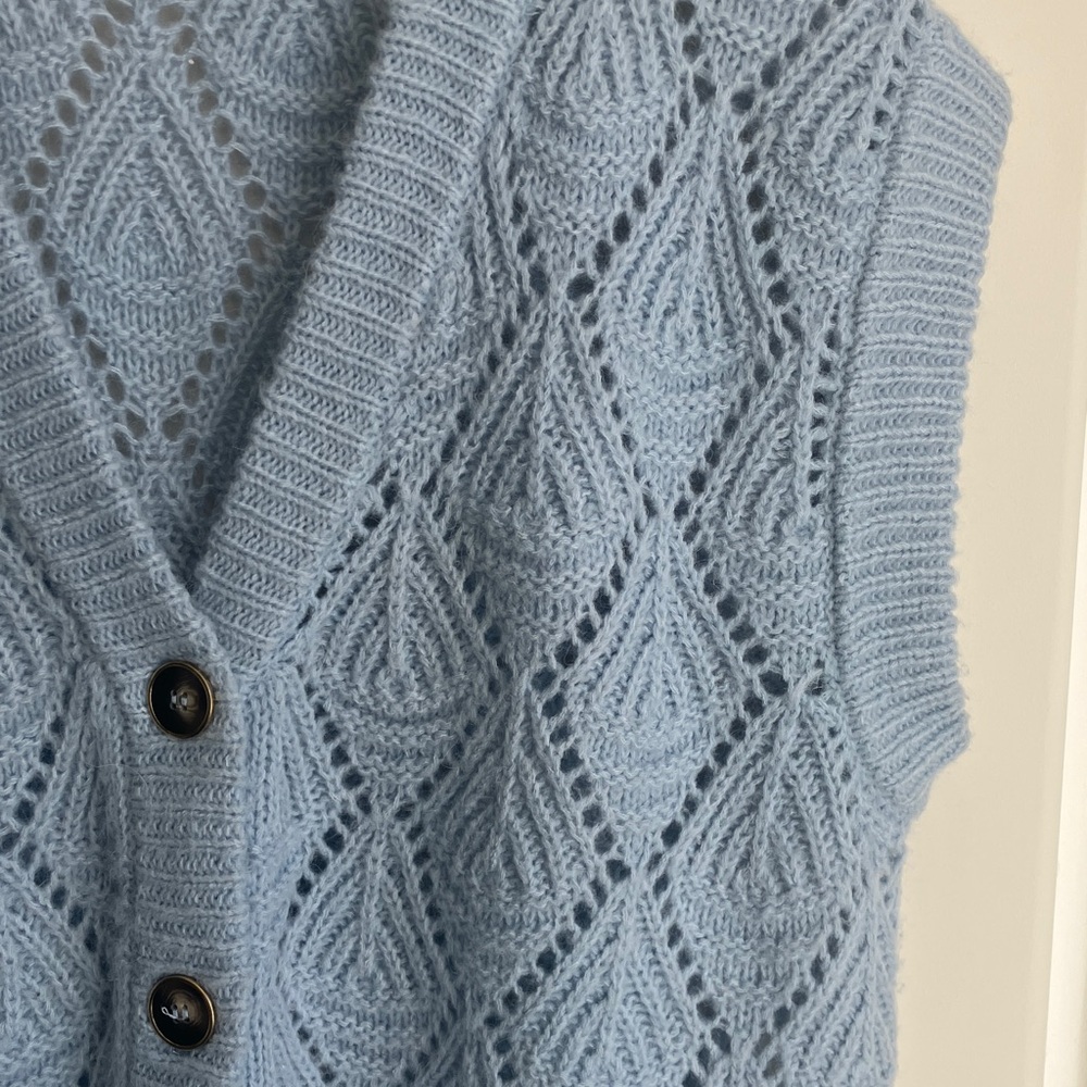 KAREN BY SIMONSEN CruzKB Knit Vest Acrylic/Wool/Alpaca Light Blue Women’s L - Picture 3 of 8
